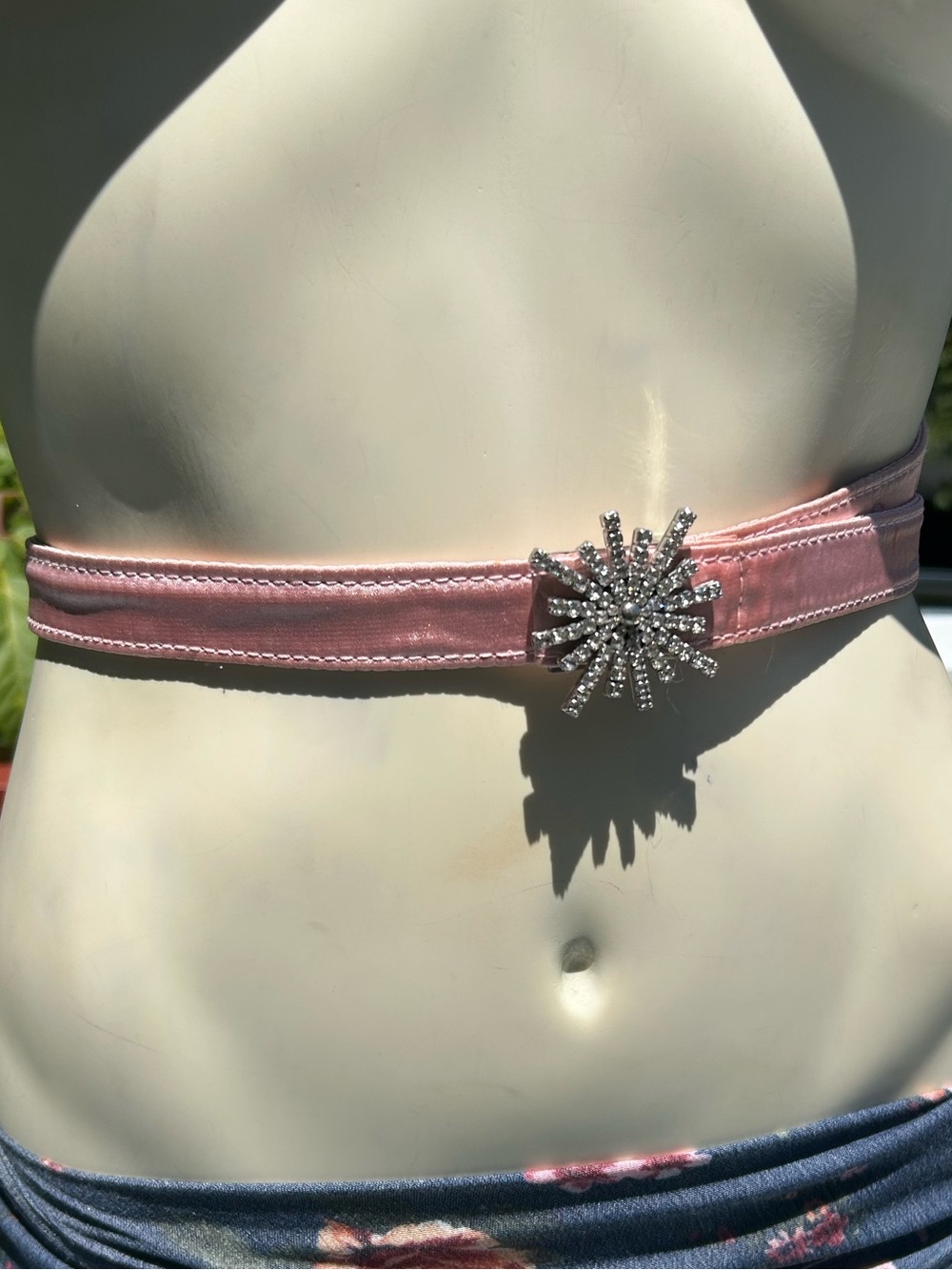 SRP $48 Pale Pink All Silk Belt w/ Jeweled Belt Buckle